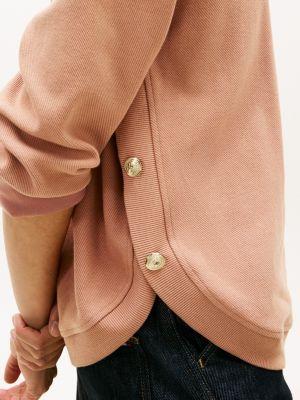 Gold-Button Interlock Sweatshirt Product Image