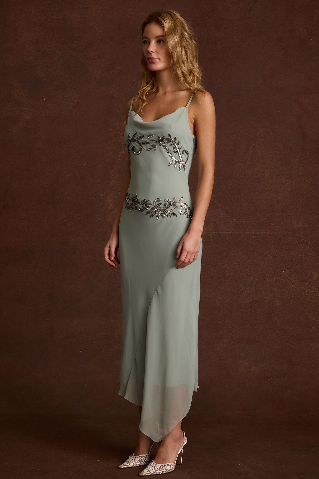 Amelie Blue Embellished Midi Dress Product Image