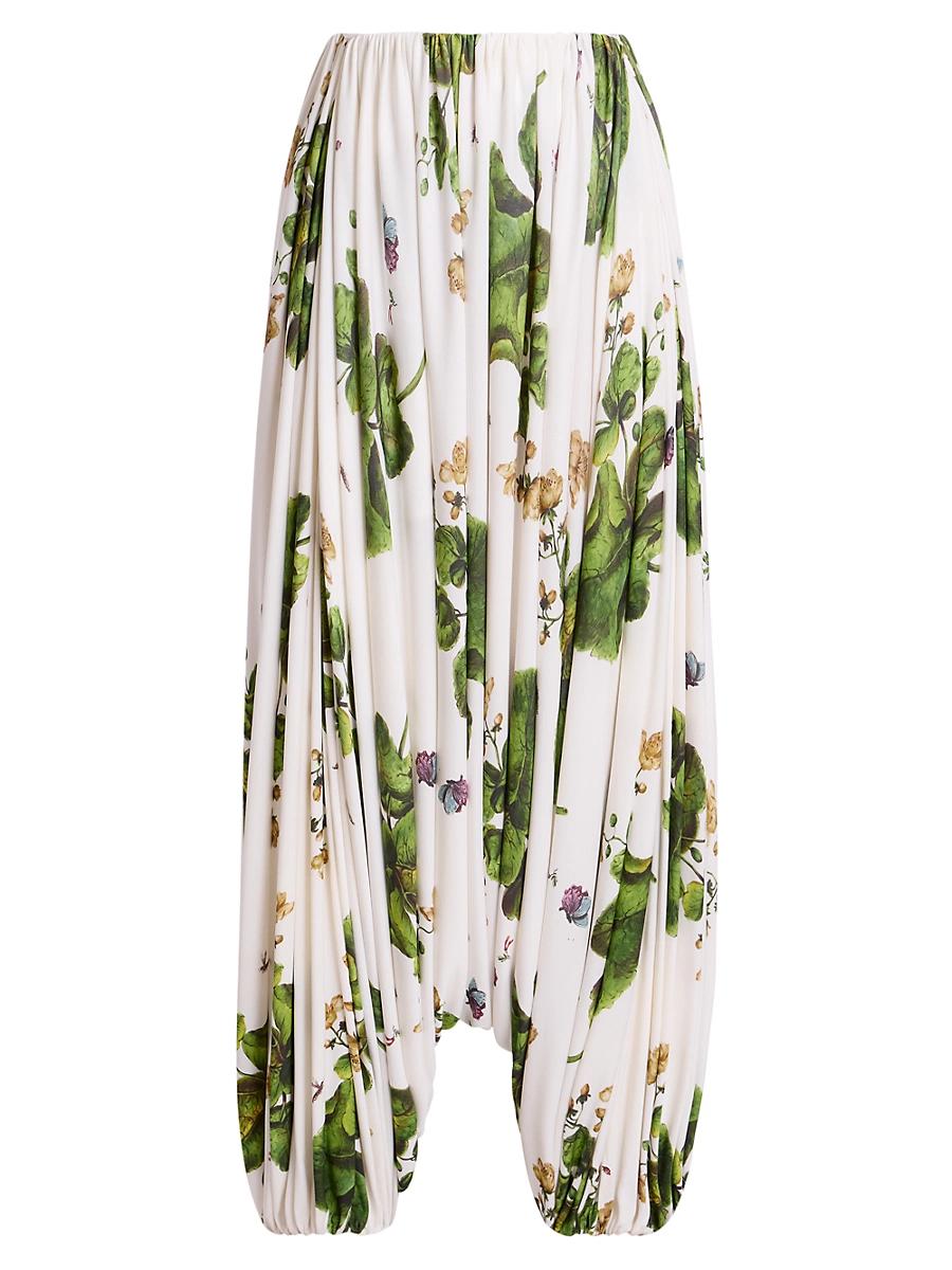 Womens Floral Draped Trousers Product Image
