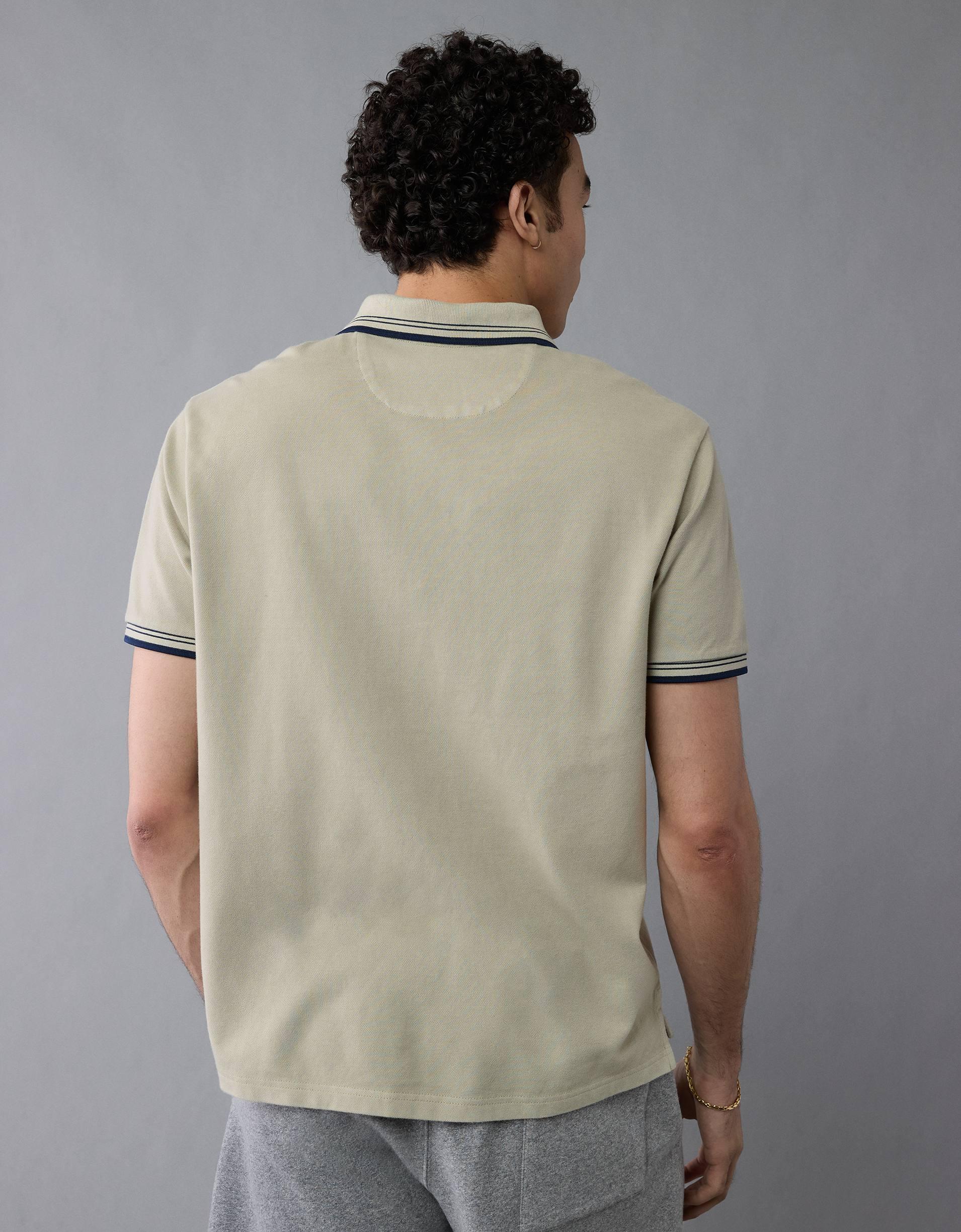 AE Stretch Pique Tipped Polo Shirt Product Image