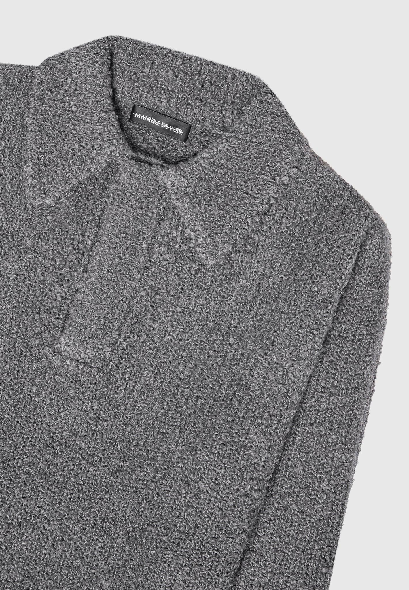 Boucle Knit Polo Jumper - Grey Male Product Image