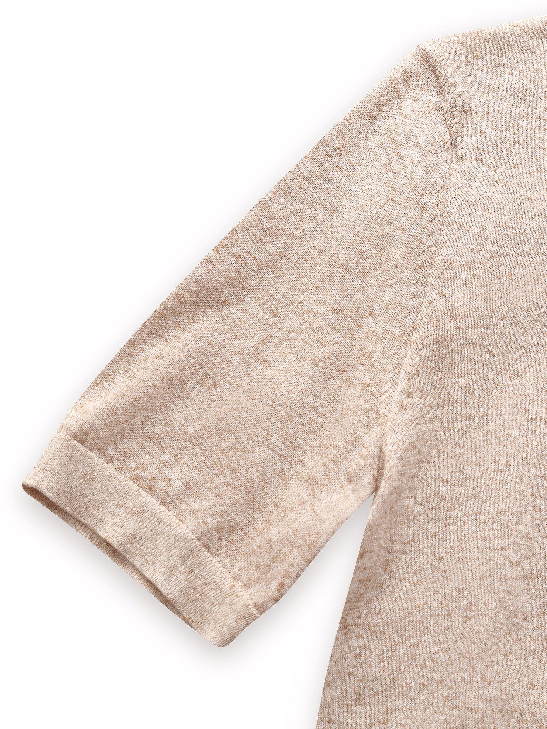 Linen Blend Letter Embroidered Women Knit Top Product Image