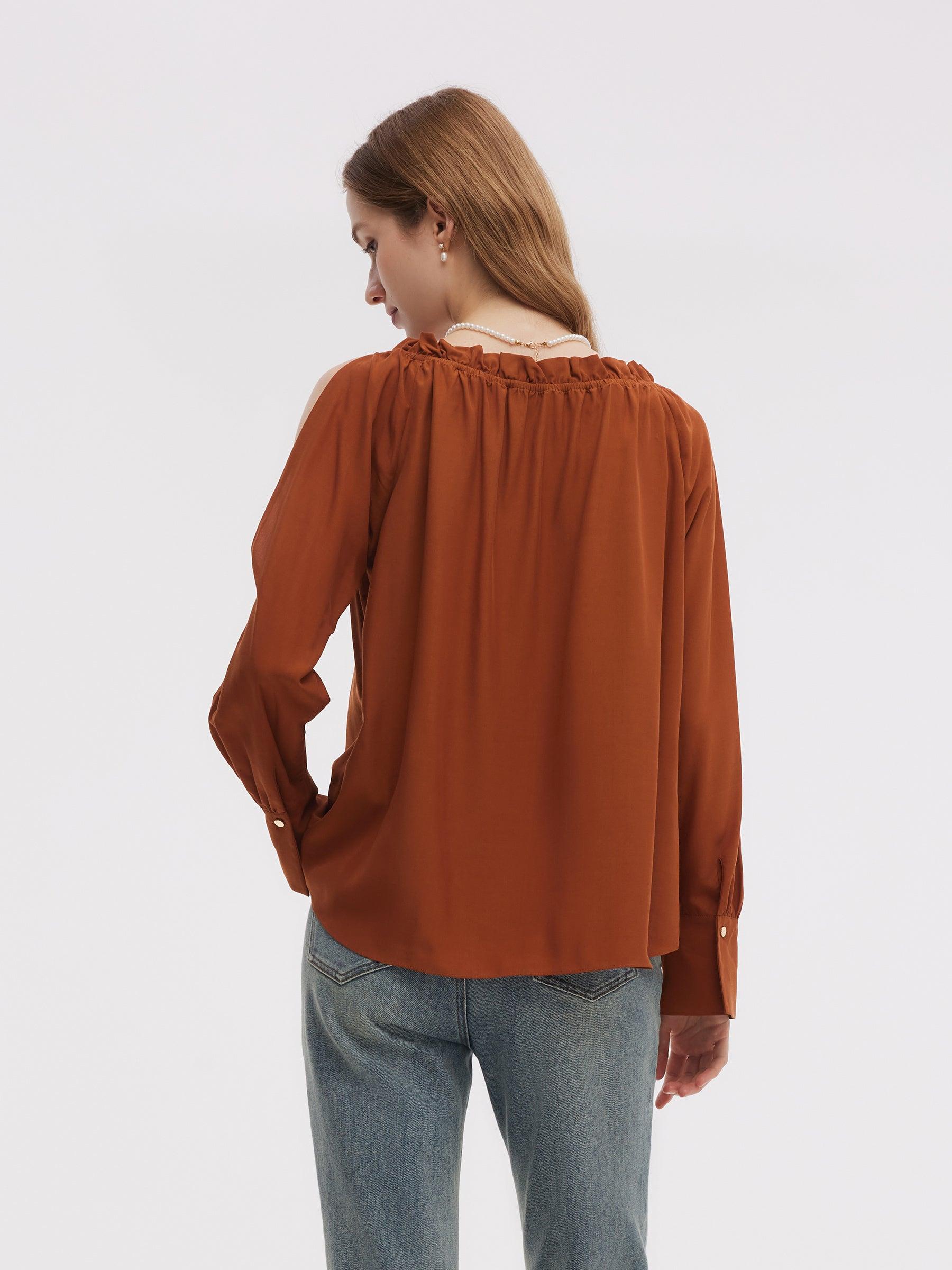 Tencel Acetate Blend Women Off Shoulder Blouse Product Image
