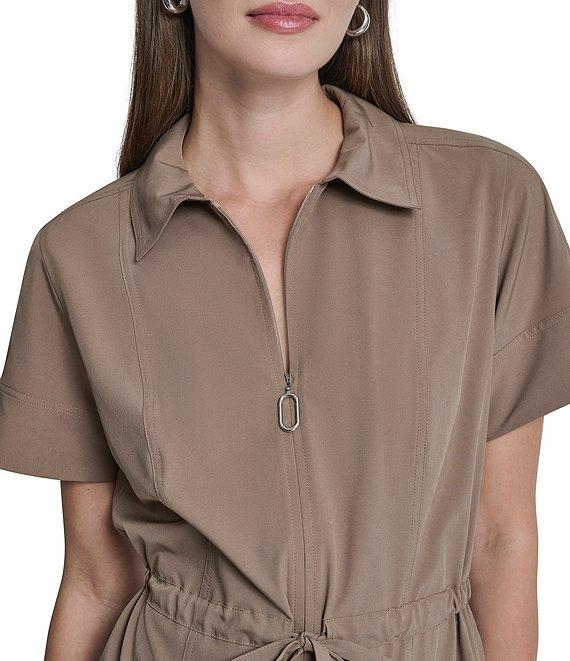 DKNY By Donna Karan Short Sleeve Collared Neck Knee Length Dress Product Image