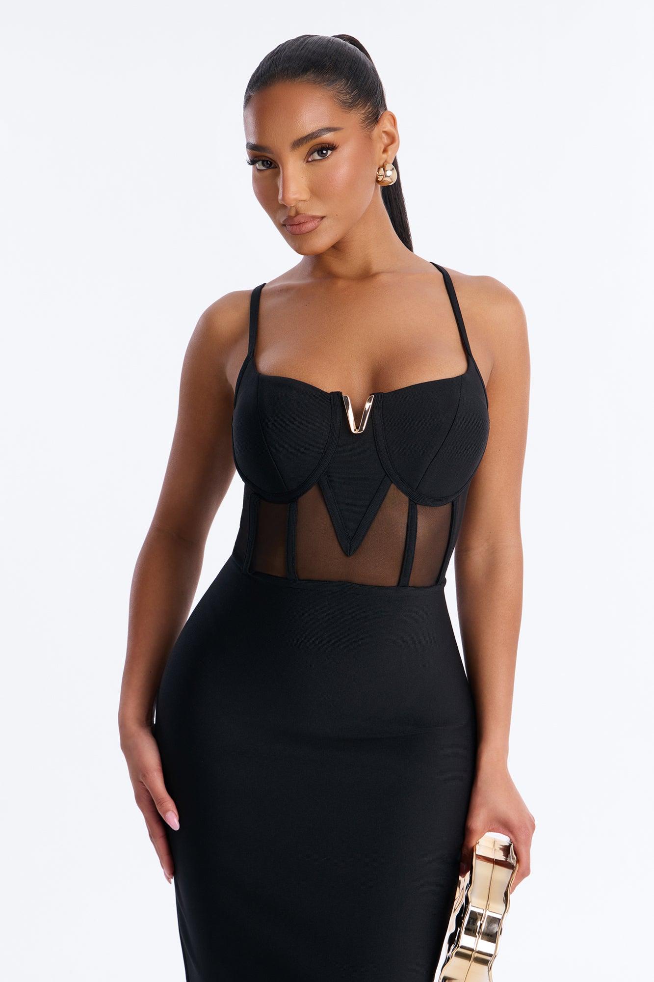 Haisley Corset Bandage Midi Dress - Black Female Product Image