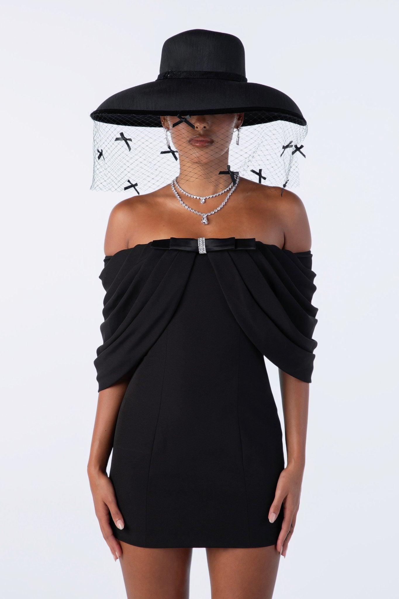 Kate Bow Dress (Black) Product Image