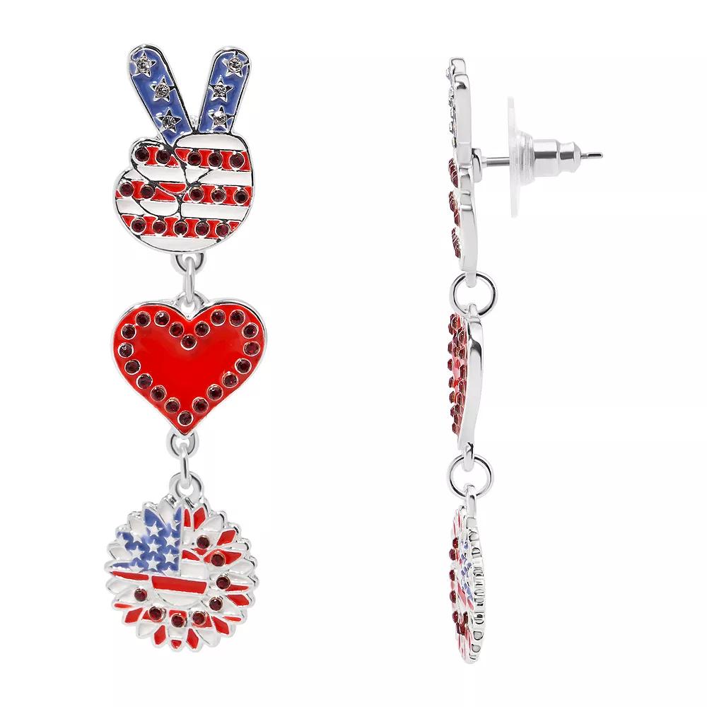 Celebrate Together™ Americana Peace Icons Linear Drop Earrings, Women's, Multi Product Image
