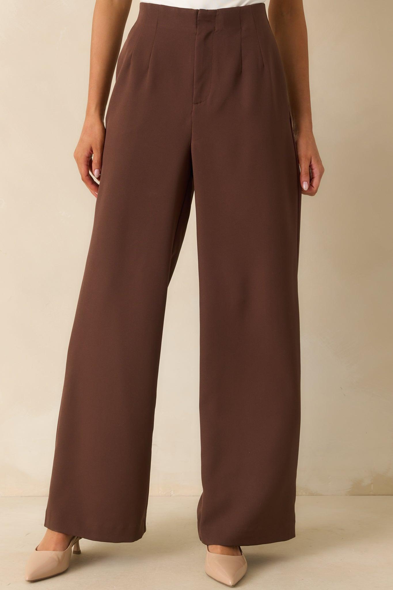 Making A Change Chocolate Brown High Waisted Wide Leg Pants Product Image