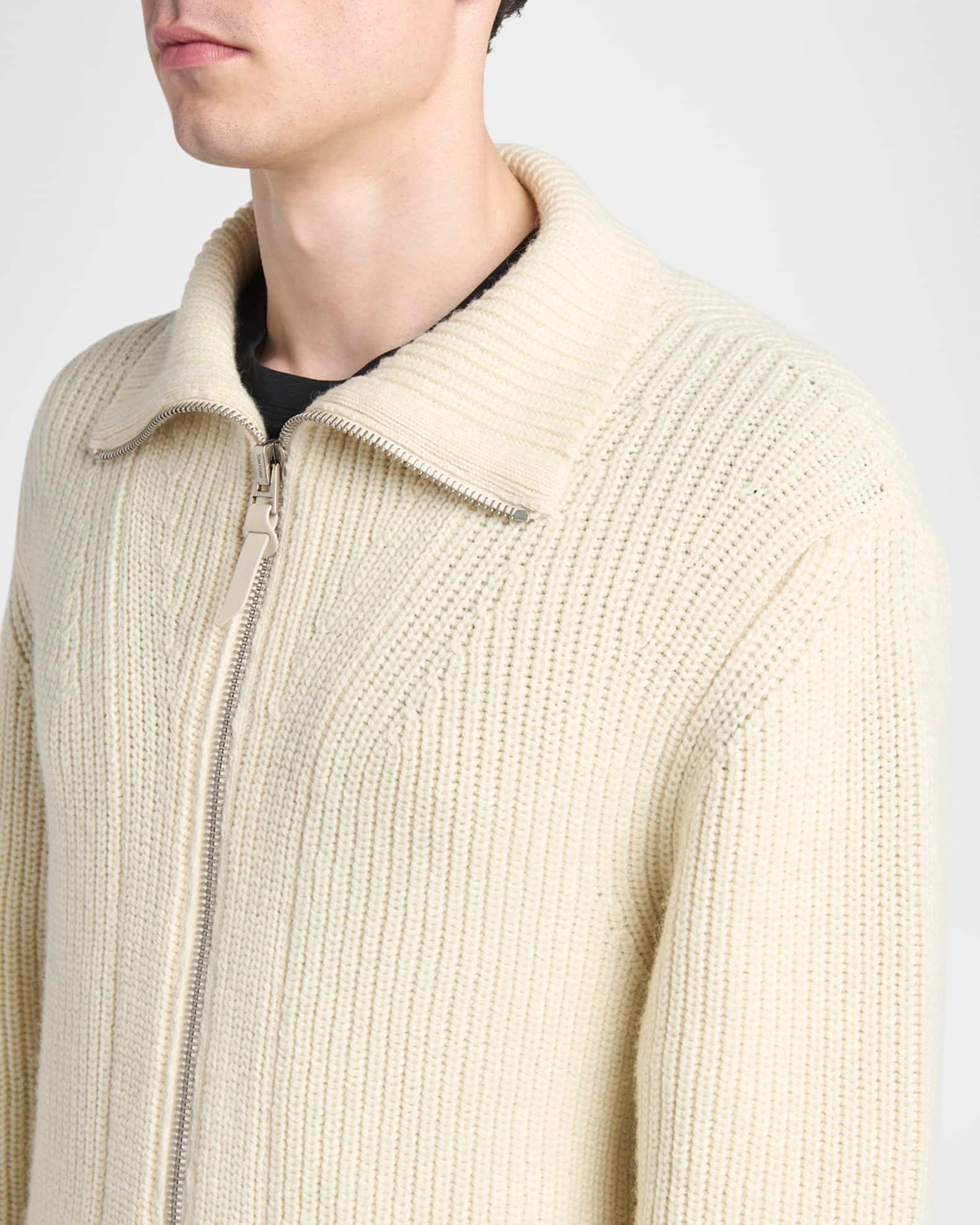 Men's Wool and Mohair Blend Full Zip Sweater Product Image