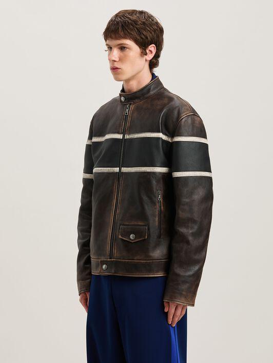 CRYSTAL PIN UP LEATHER BIKER BROWN - OFF Product Image