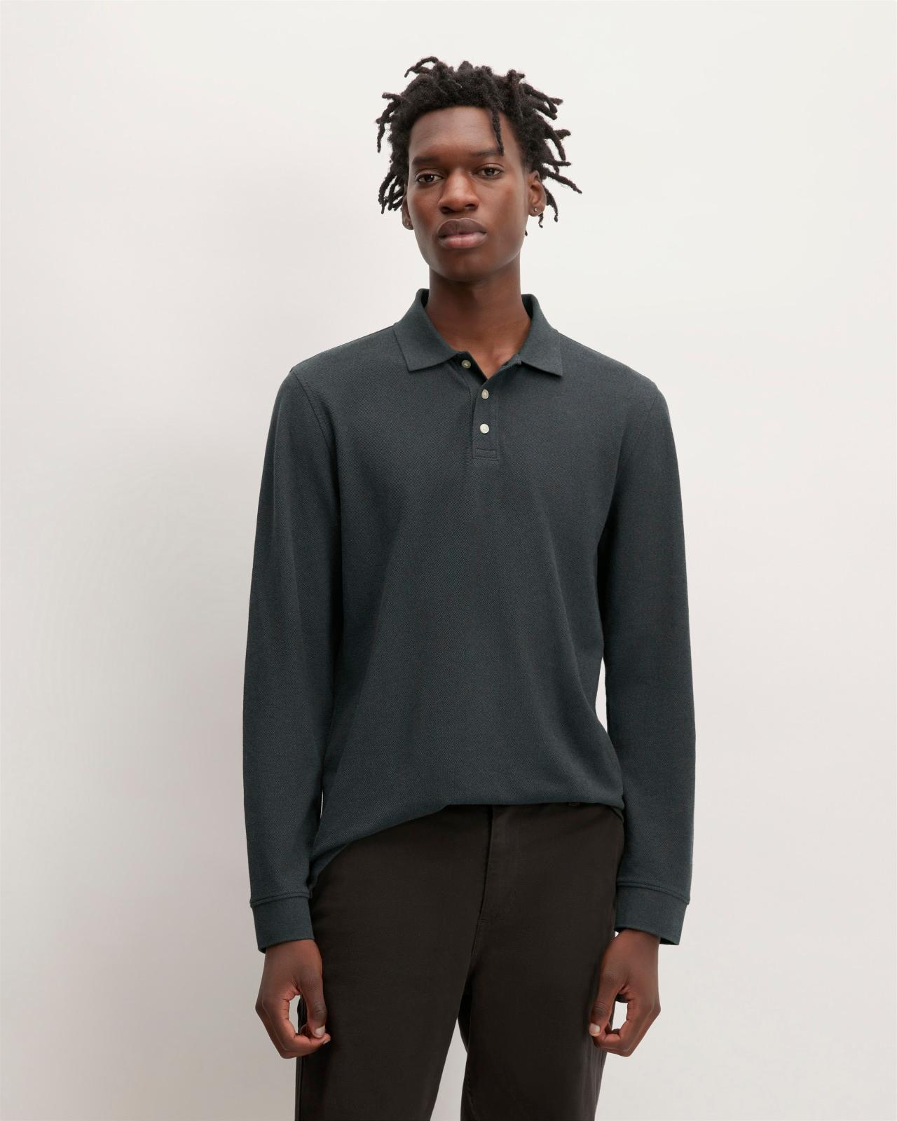 Mens Long-Sleeve Pique Polo T-Shirt by Everlane Product Image