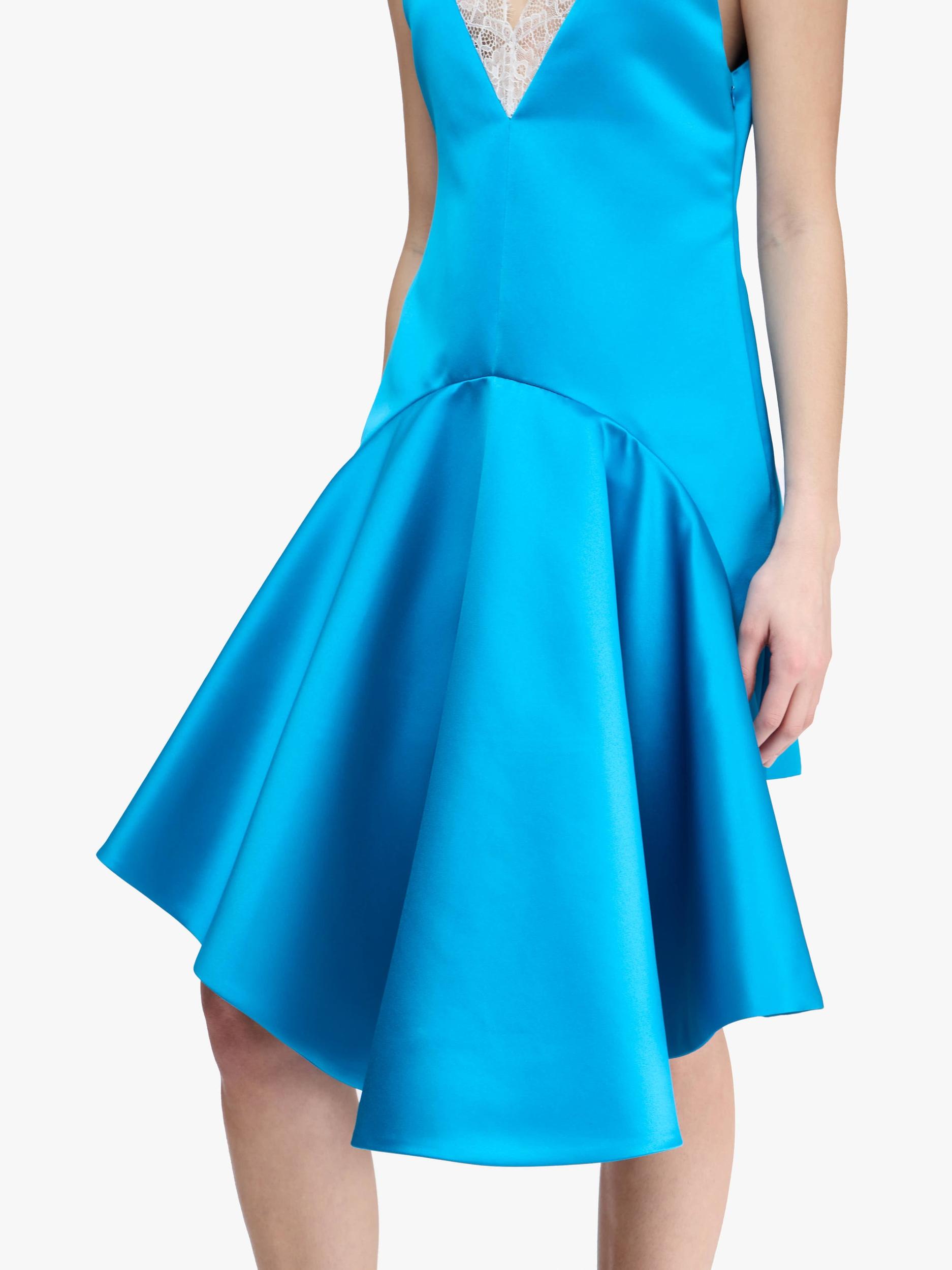 DRAPED HEMLINE V-NECK DRESS Product Image