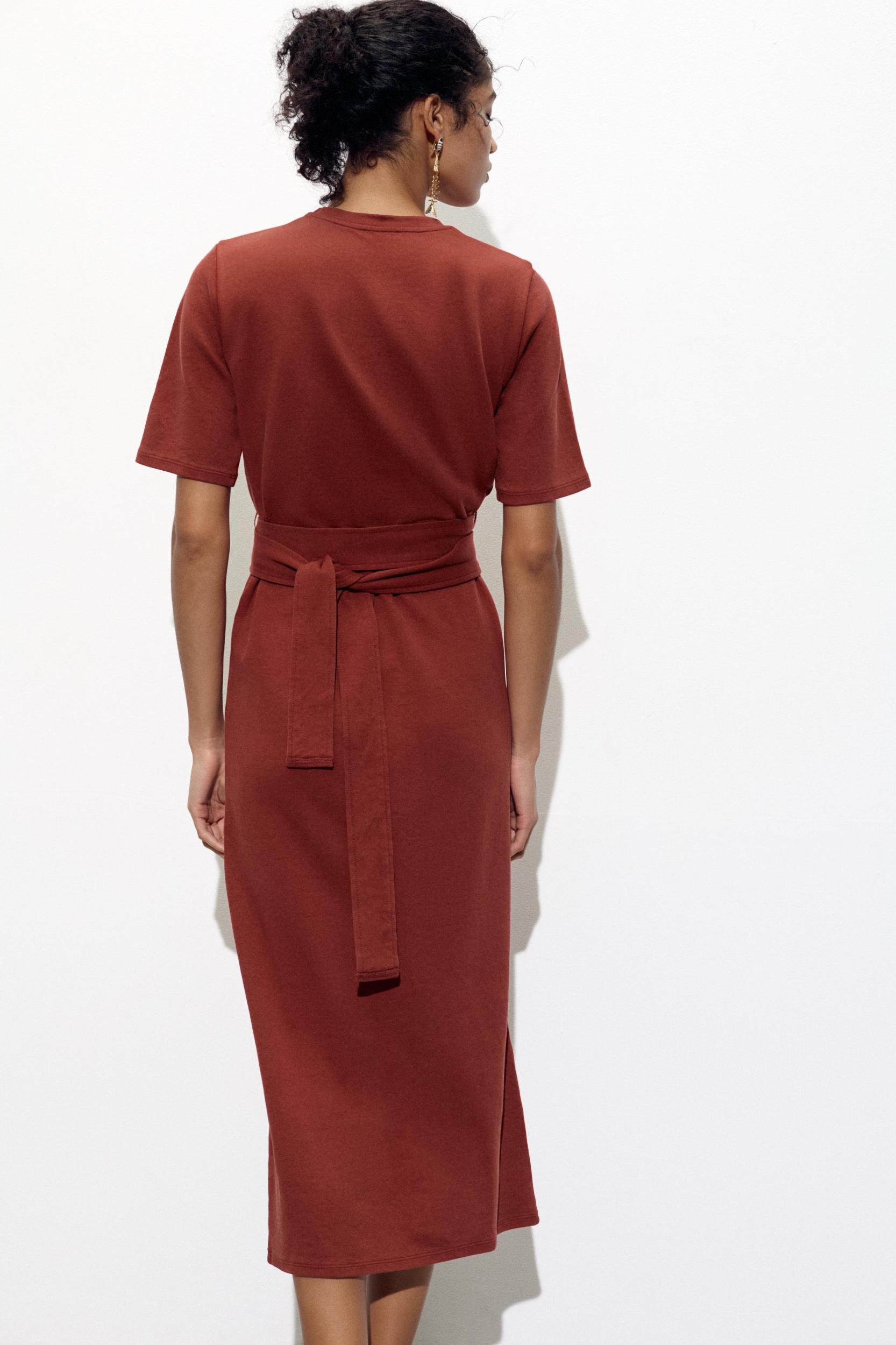 BELTED INTERLOCK DRESS Product Image