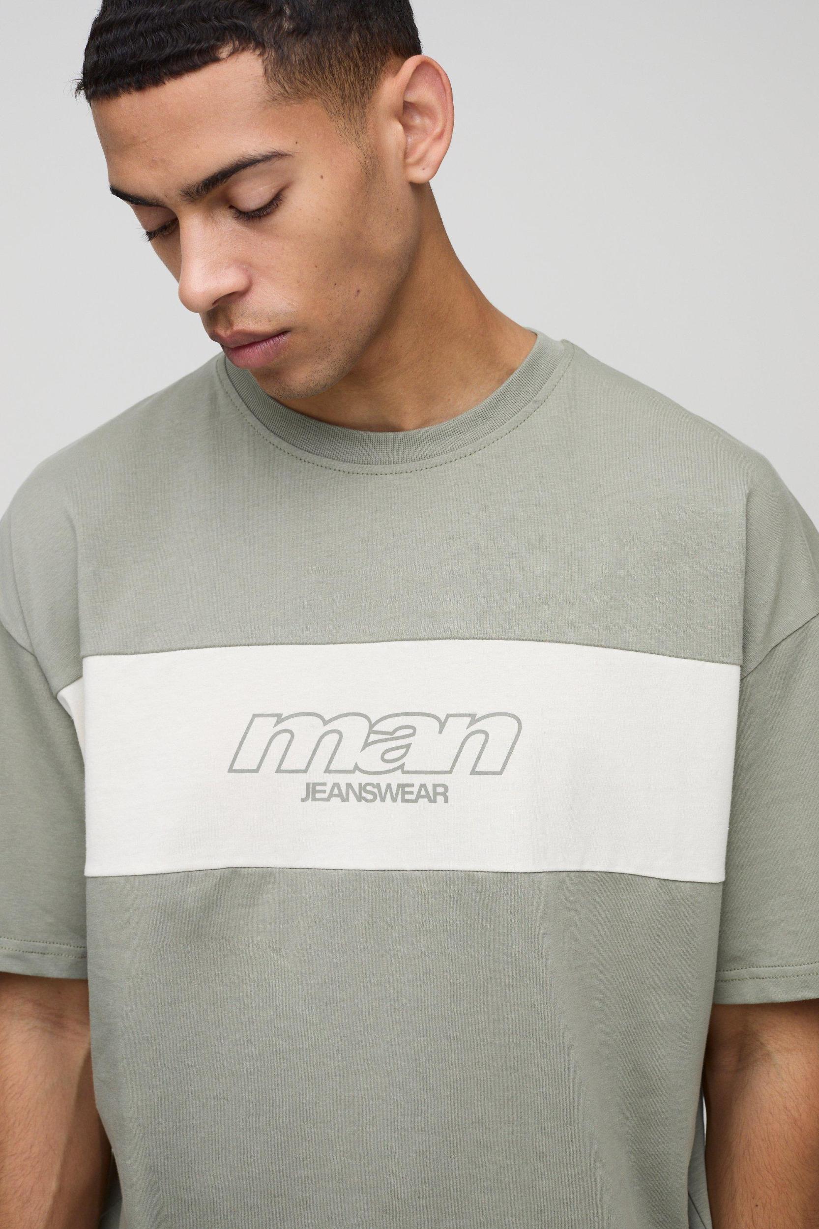 Oversized Man Colour Block T-Shirt | boohooMAN USA Product Image