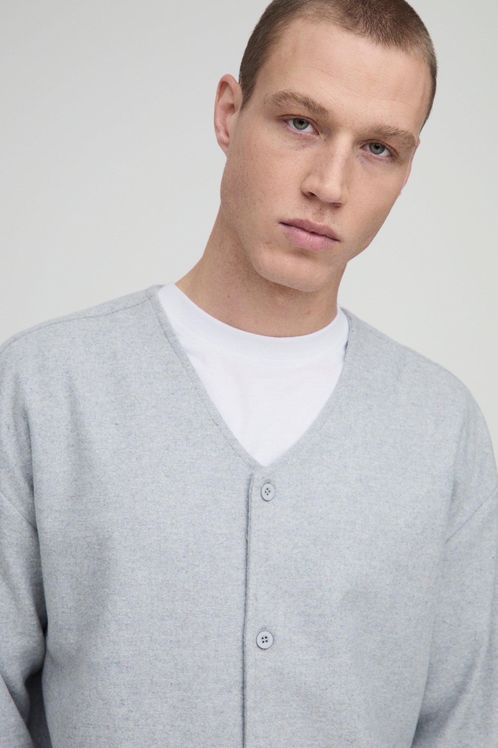 Boxy Wool Look Knitted Cardigan | boohooMAN USA Product Image