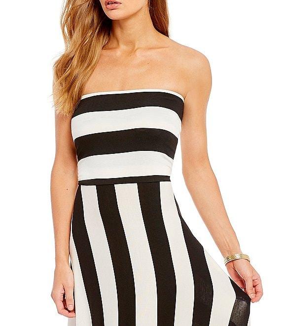 ELAN Striped Convertible Strapless Maxi Dress Product Image