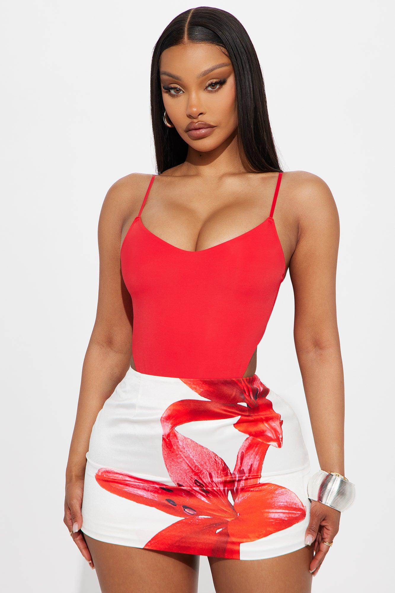 Wilma Double Lined High Cut Bodysuit - Red Product Image