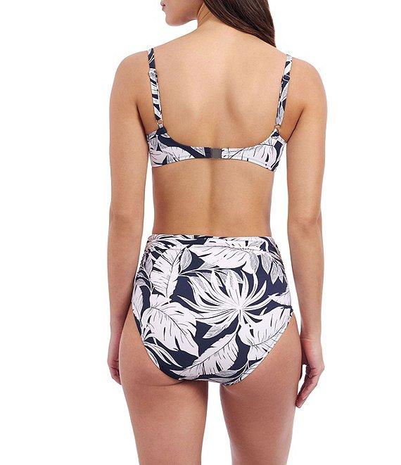 Profile By Gottex Malaya Tropical Leaf Print Shirred High Waist Swim Bottom Product Image