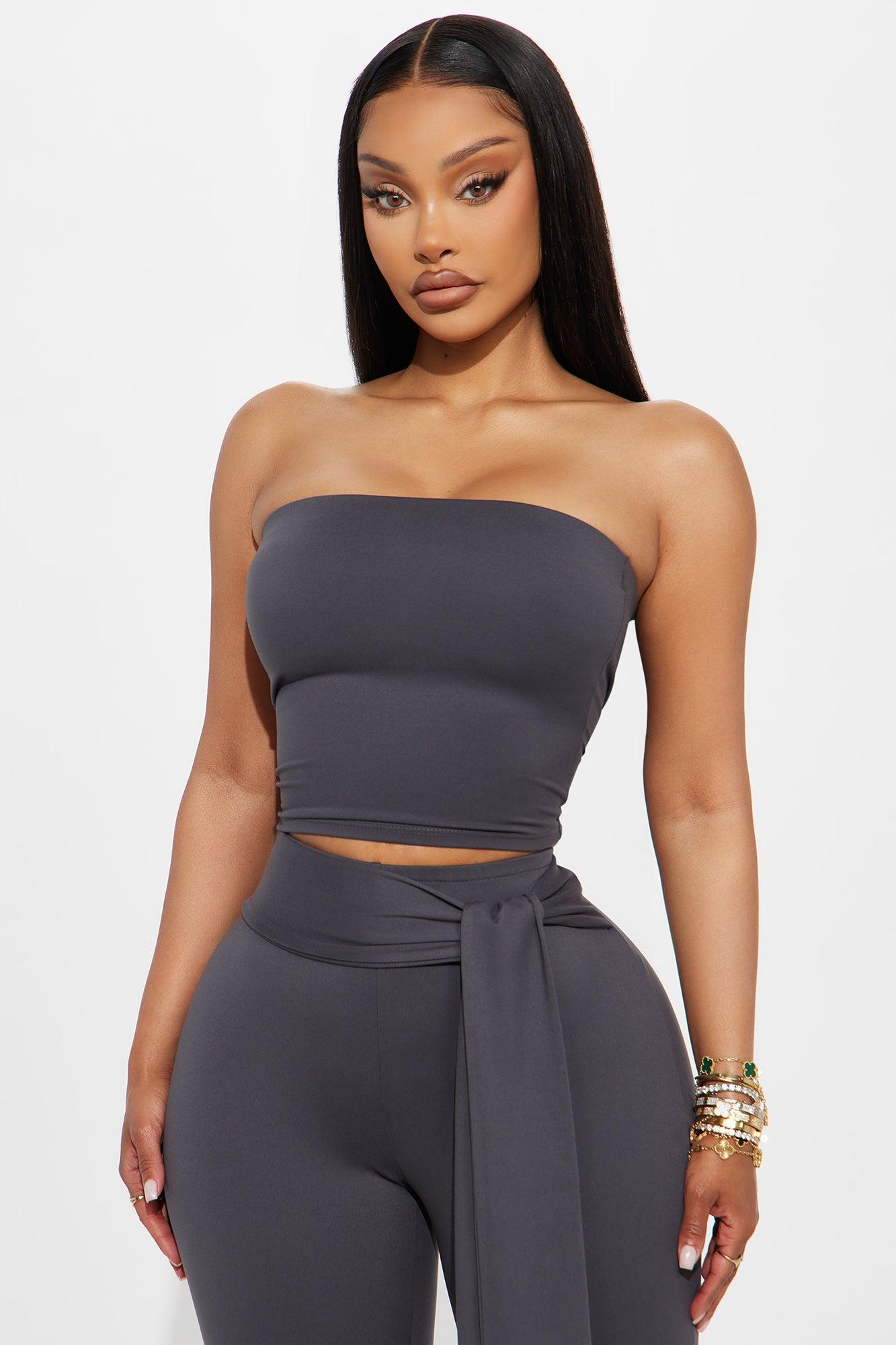 Knot Your Babe Capri Set - Charcoal Female Product Image