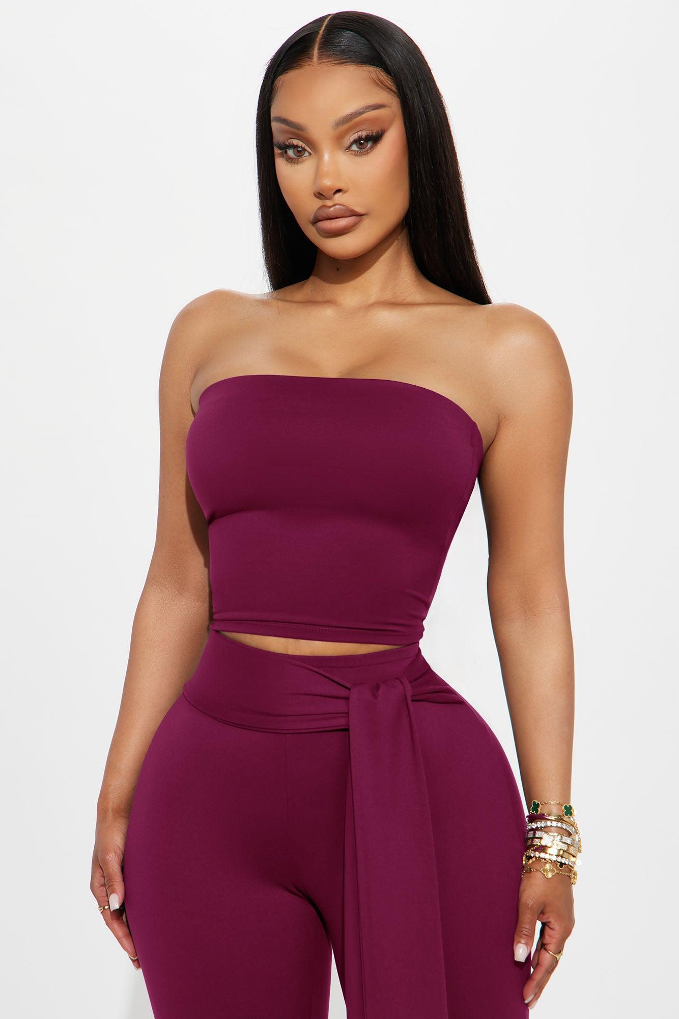 Knot Your Babe Capri Set - Wine Female Product Image