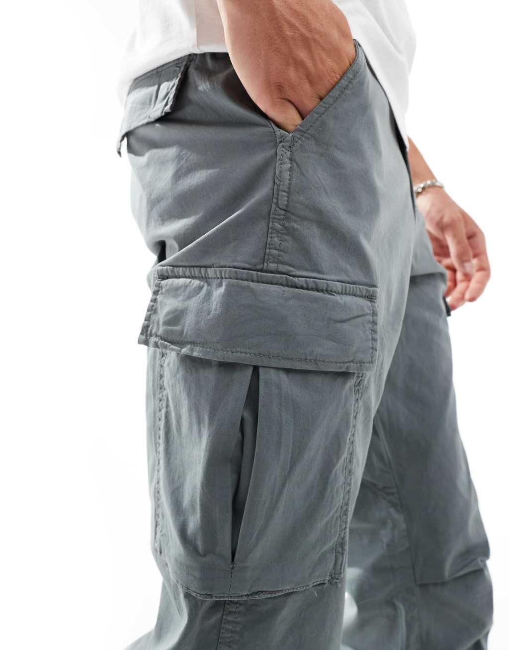 Jack & Jones ace loose cargo pants in slate gray  Product Image