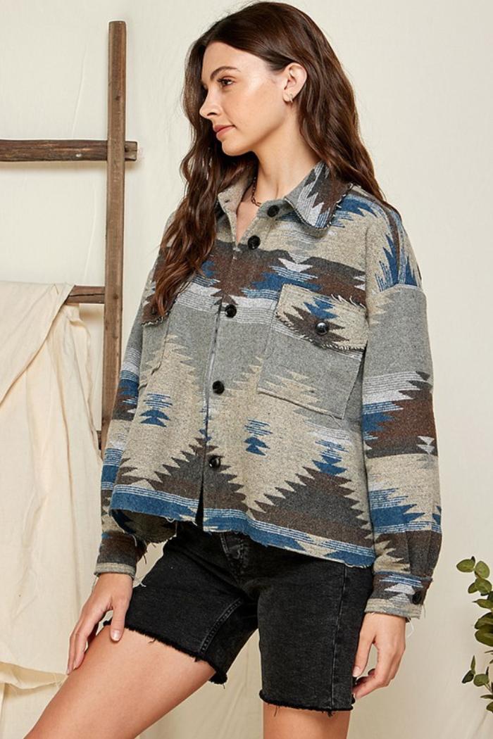 Plus Aztec/tribal Print Jacket Product Image