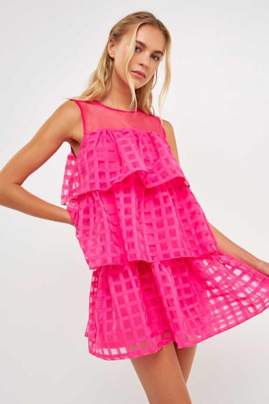 Molly Hot Pink Organza Dress Product Image