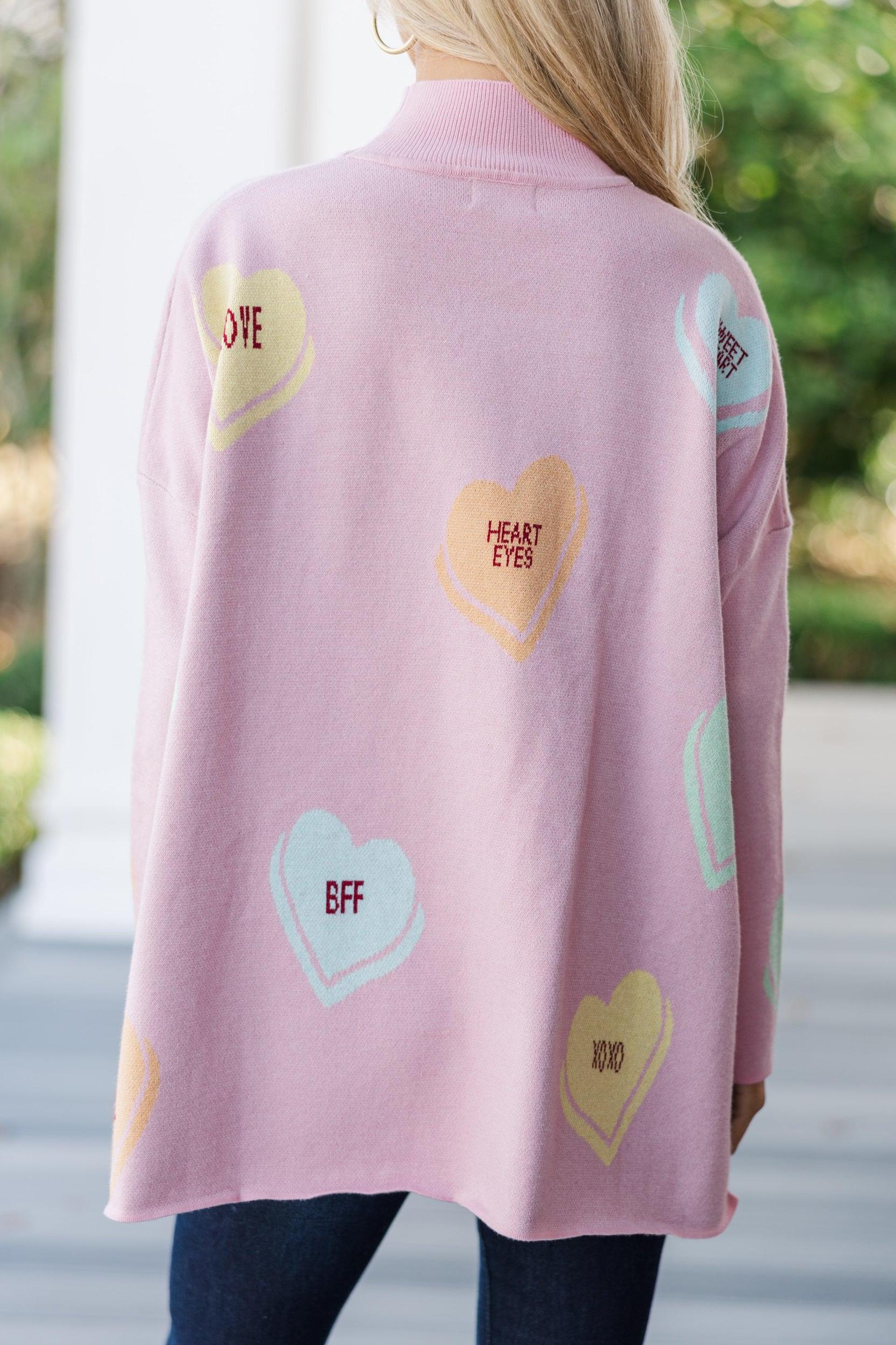Love In The Air Blush Candy Heart Sweater Female Product Image