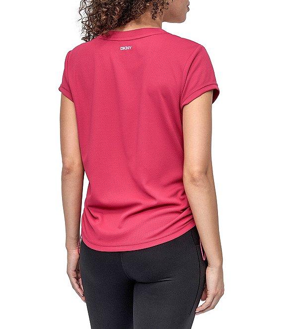 DKNY Sport by Donna Karan V Neck Short Sleeve Tech Ruched Side Seam Tee Product Image