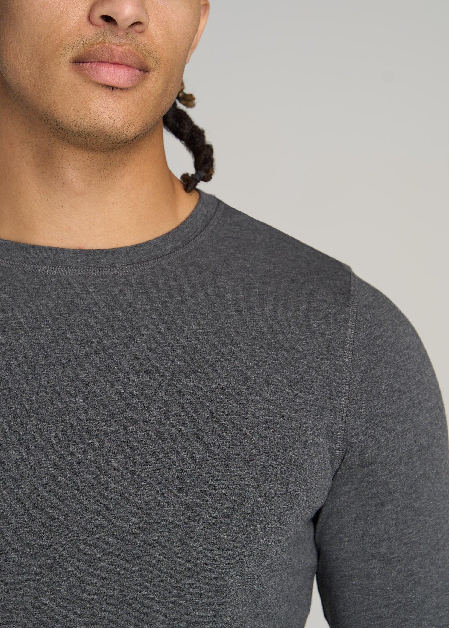 The Essential SLIM-FIT Long Sleeve Tee for Tall Men in Charcoal Mix Male Product Image