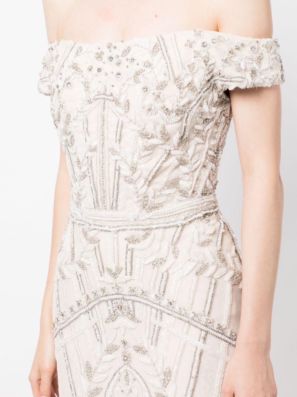 off-shoulder beaded tulle dress Product Image