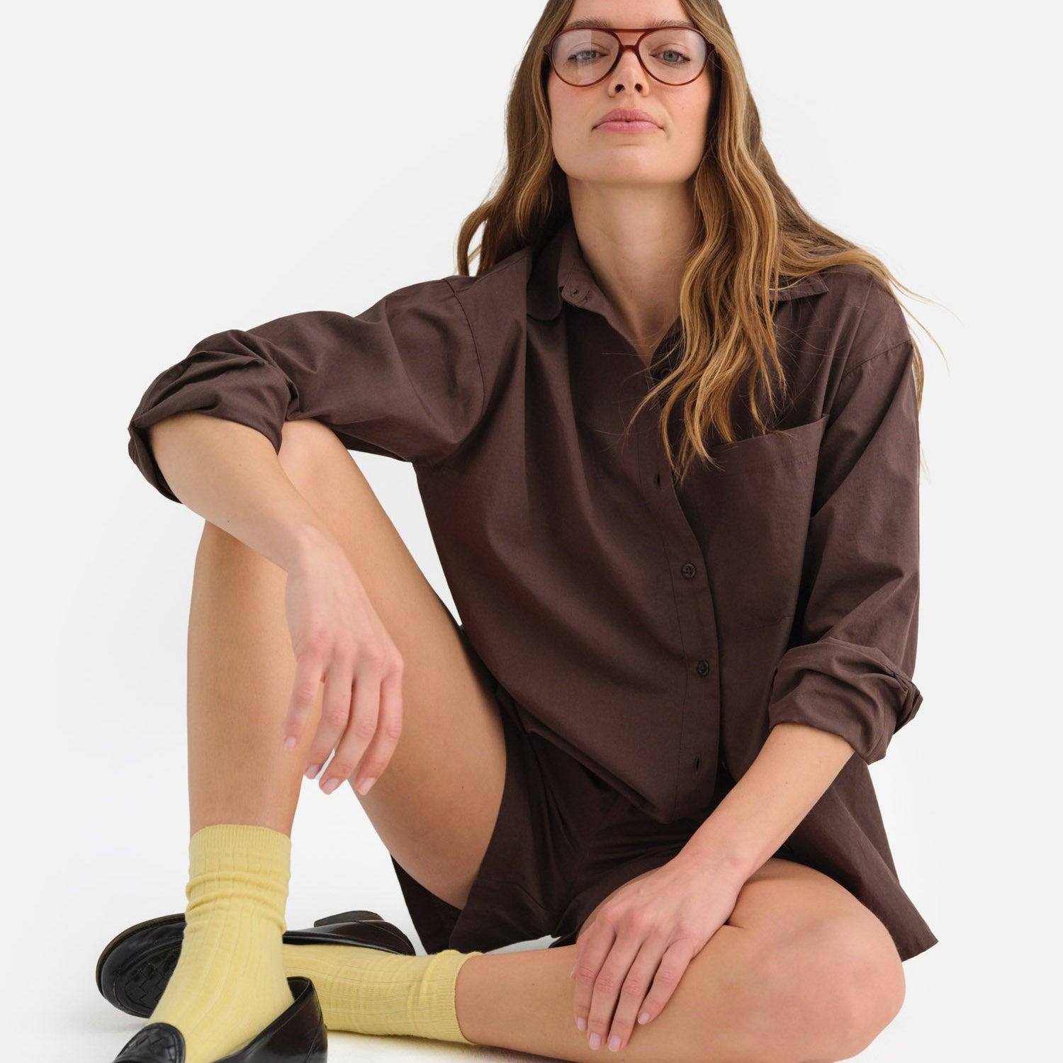 Organic Poplin Long Sleeve Button Down Female Product Image