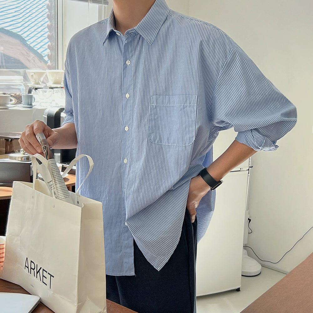 RT No. 9362 SKY BLUE STRIPE BUTTON-UP SHIRT Product Image