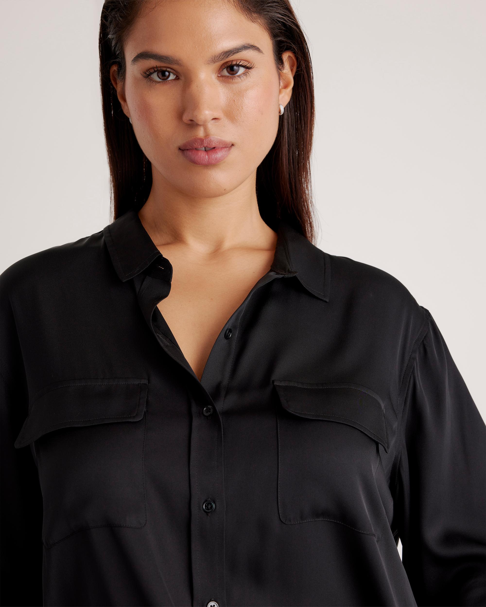 Quince | Women's Washable Stretch Silk Utility Long Sleeve Blouse Product Image