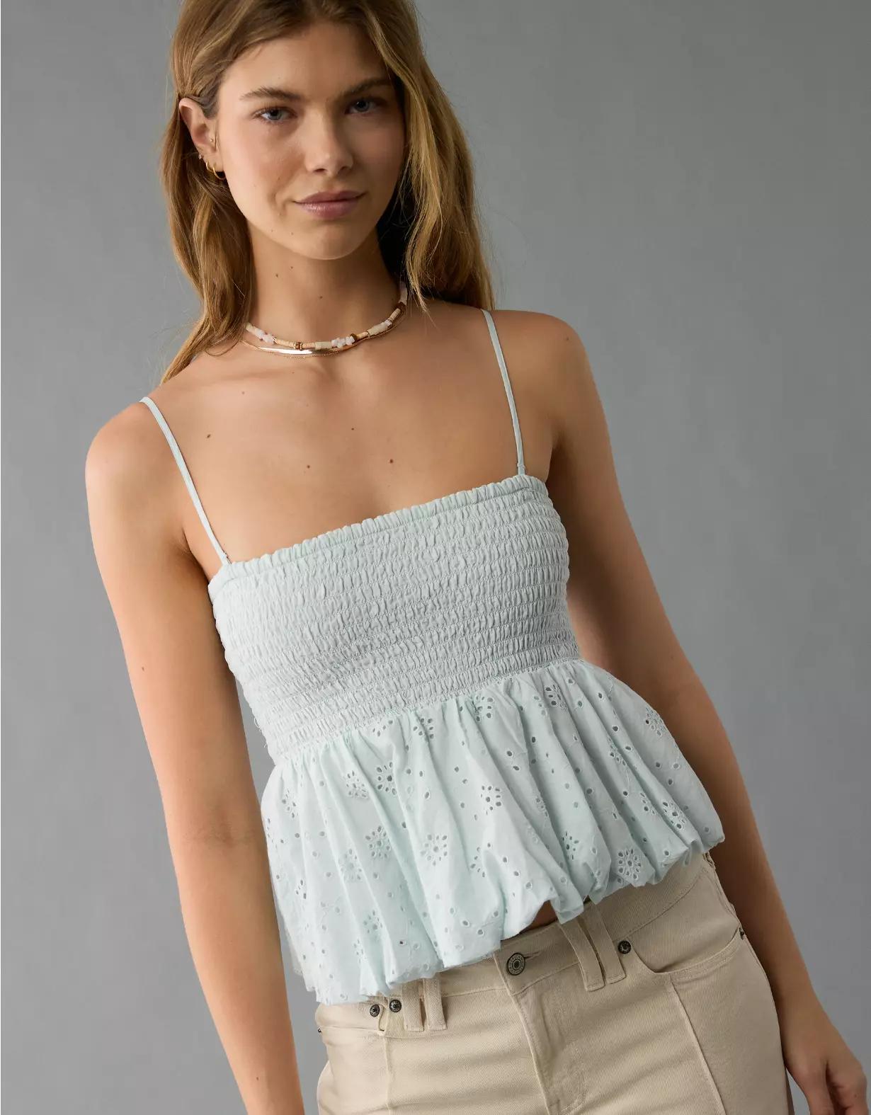 AE Eyelet Bubble Tube Top Product Image