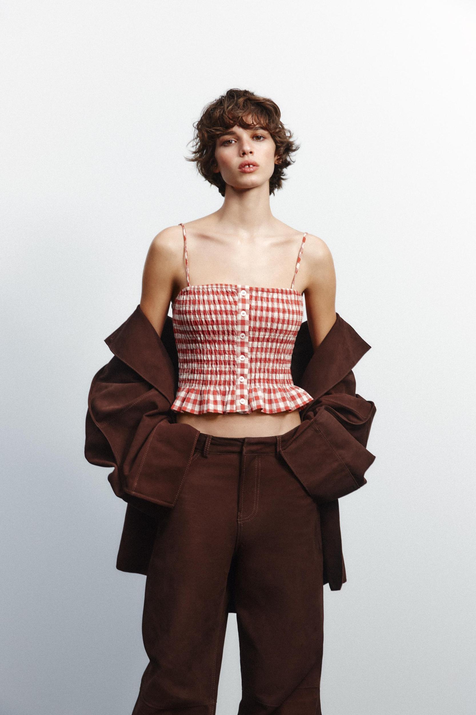 GINGHAM CROPPED TOP Product Image