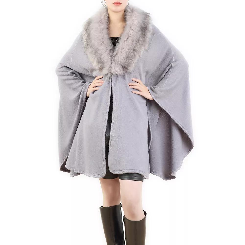 Women's Karla Hanson Faux Fur Shawl, Gray Product Image