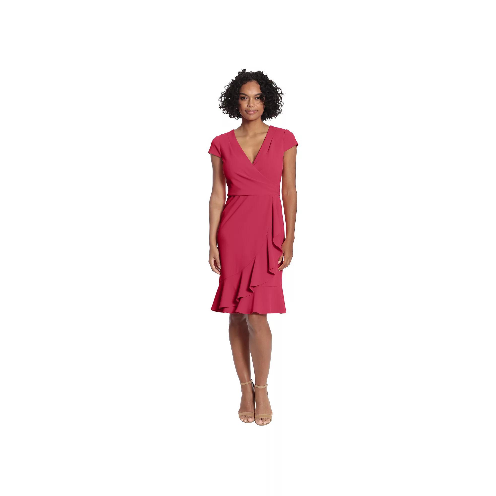 Women's London Times Cascade Ruffle Faux-Wrap Dress,  Product Image