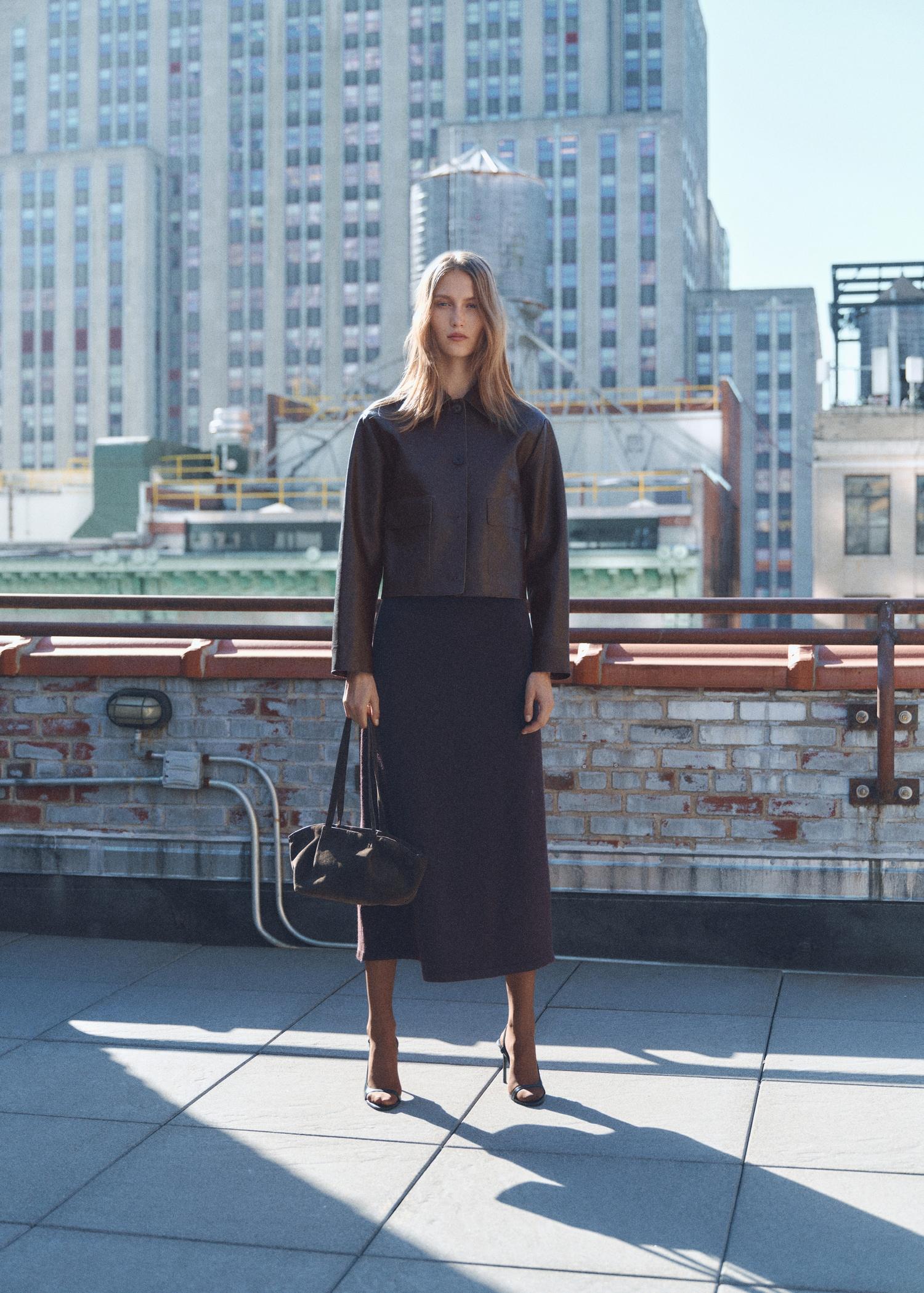 Leather-effect jacket with pockets - Women | MANGO USA Product Image