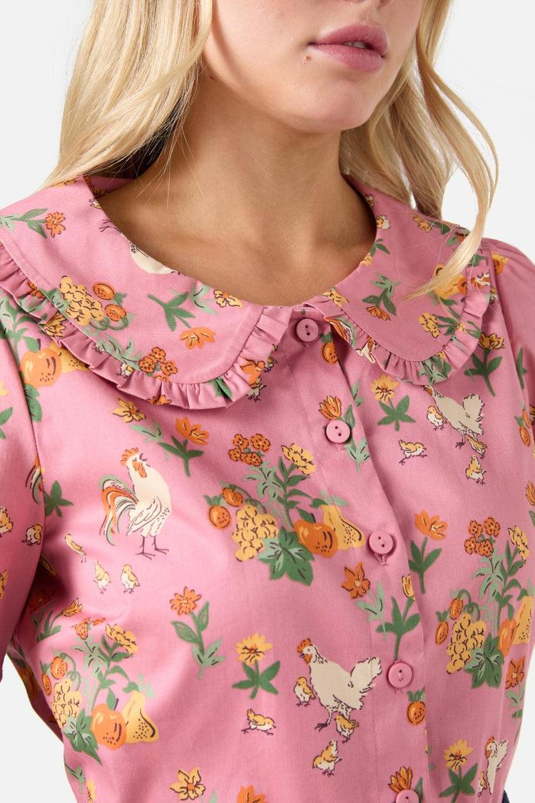 Chickens Short Sleeve Blouse Product Image