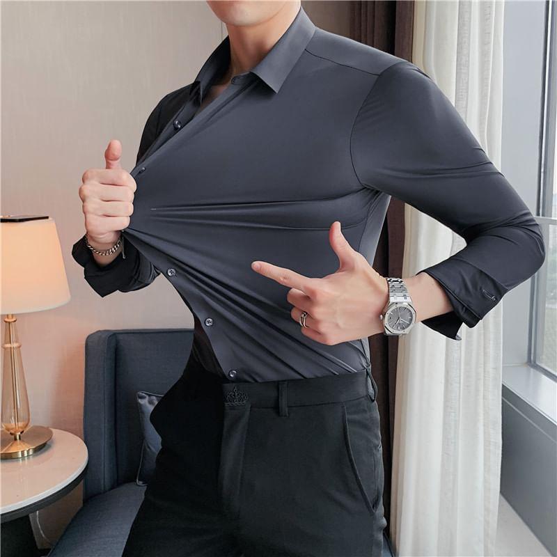 Long-Sleeve Plain Shirt Product Image