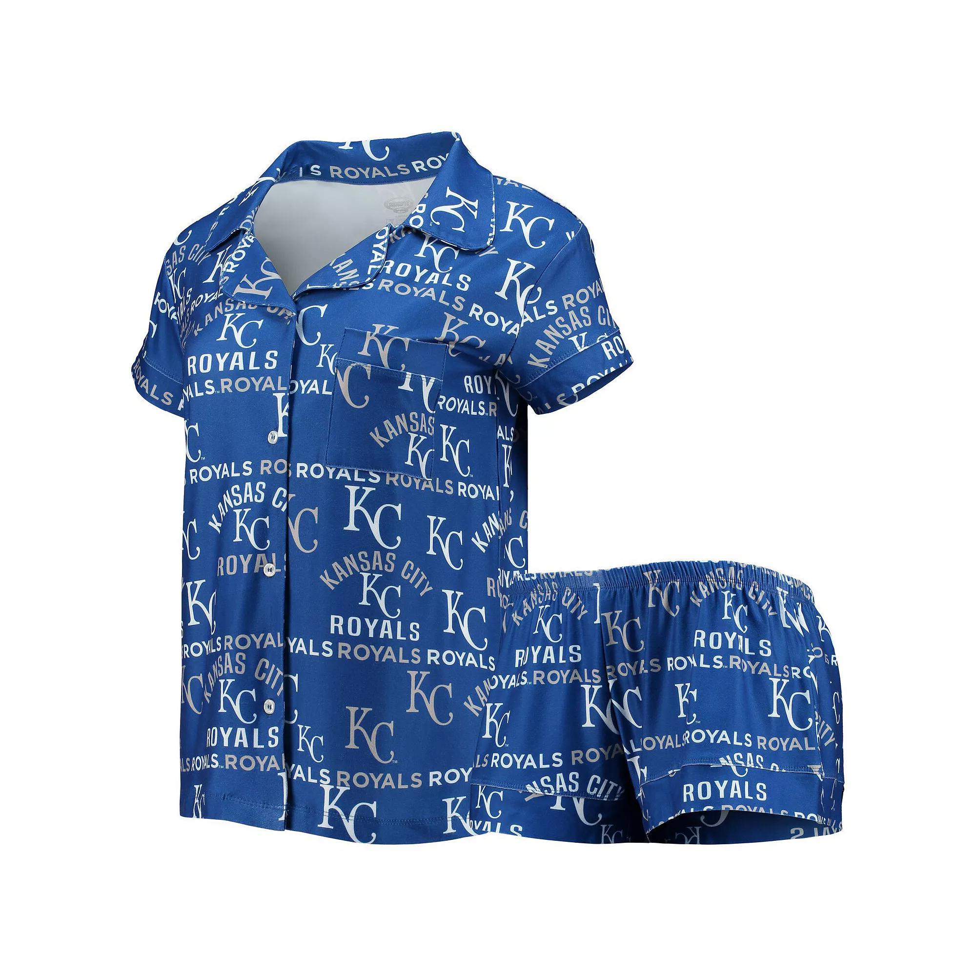 Women's Concepts Sport Royal Kansas City Royals Flagship Allover Print Top & Shorts Sleep Set, Size: Large, Blue Product Image