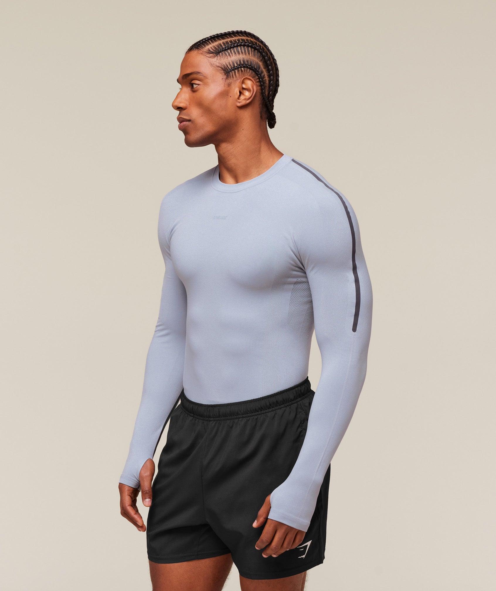 Gymshark everywear Warp Knit LS T-Shirt - Pale Blue Male Product Image