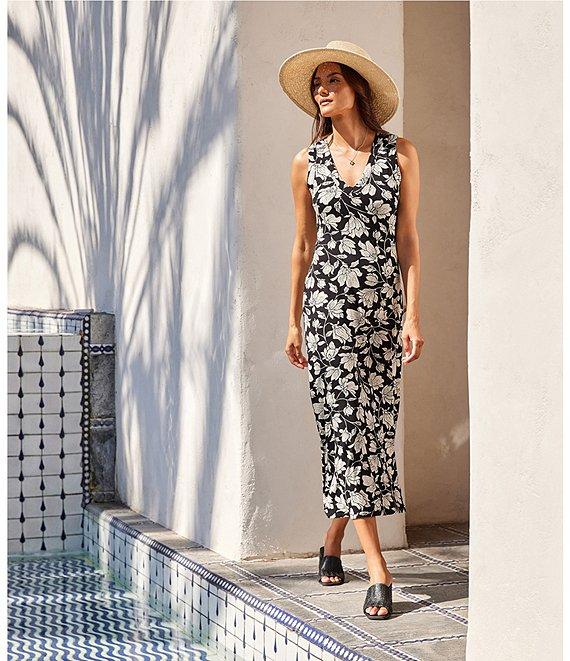 Karen Kane Floral V-Neck Sleeveless Midi Sheath Dress Product Image