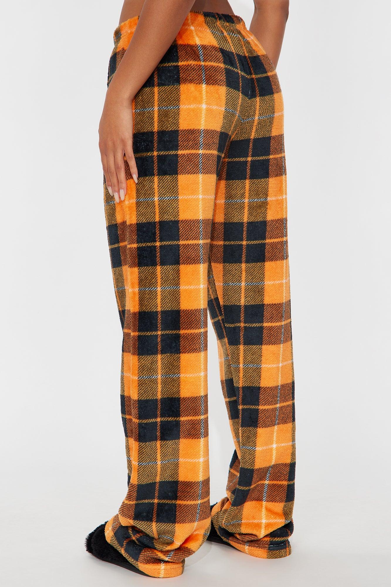 Autumn Vibes Plush PJ Pants - Orange/combo Female Product Image