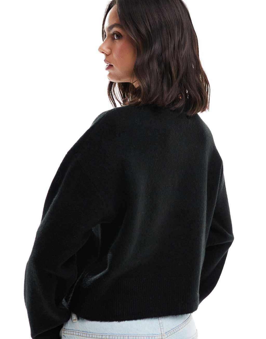 ASOS DESIGN crew neck cardigan in black Product Image