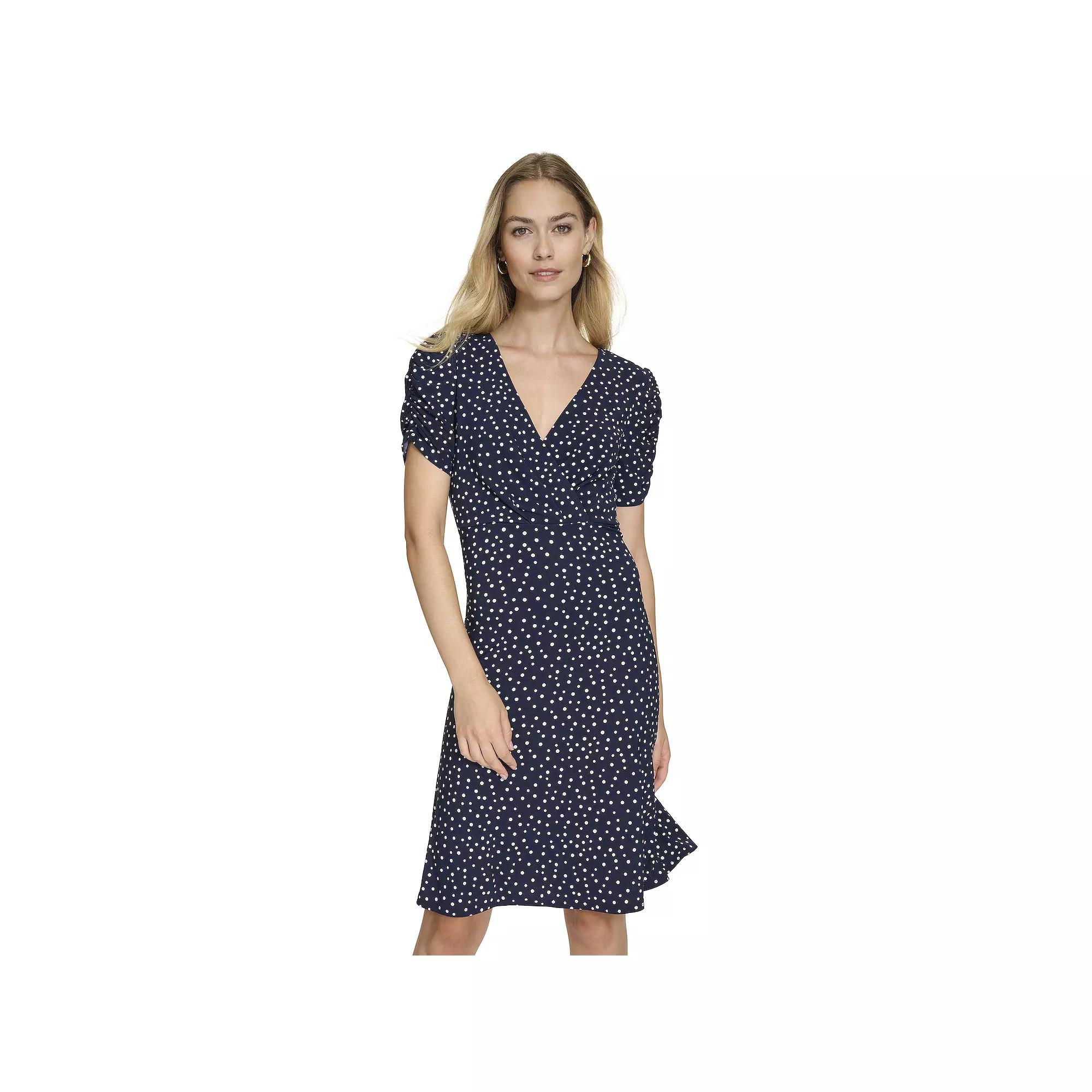 Women's Harper Rose Short Sleeve Surplice Dress, Size: 8, Blue Dot Product Image