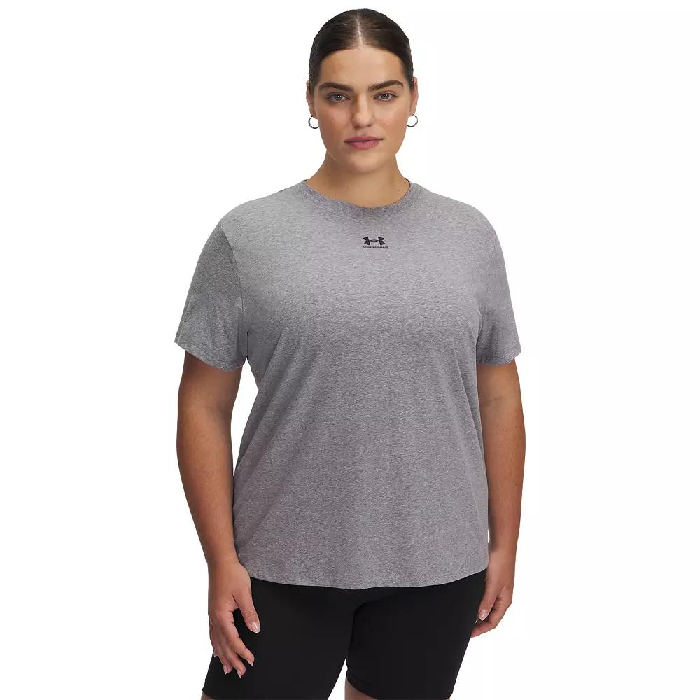 Plus Size Women's Under Armour Rival Core Short Sleeve Tee, Size: 1XL, Castlerock Product Image