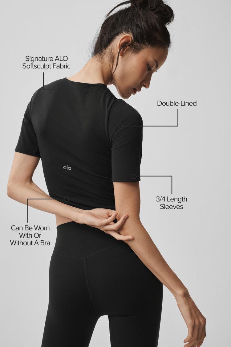 ALO Softsculpt Precision Half Sleeve Tee - Black Product Image