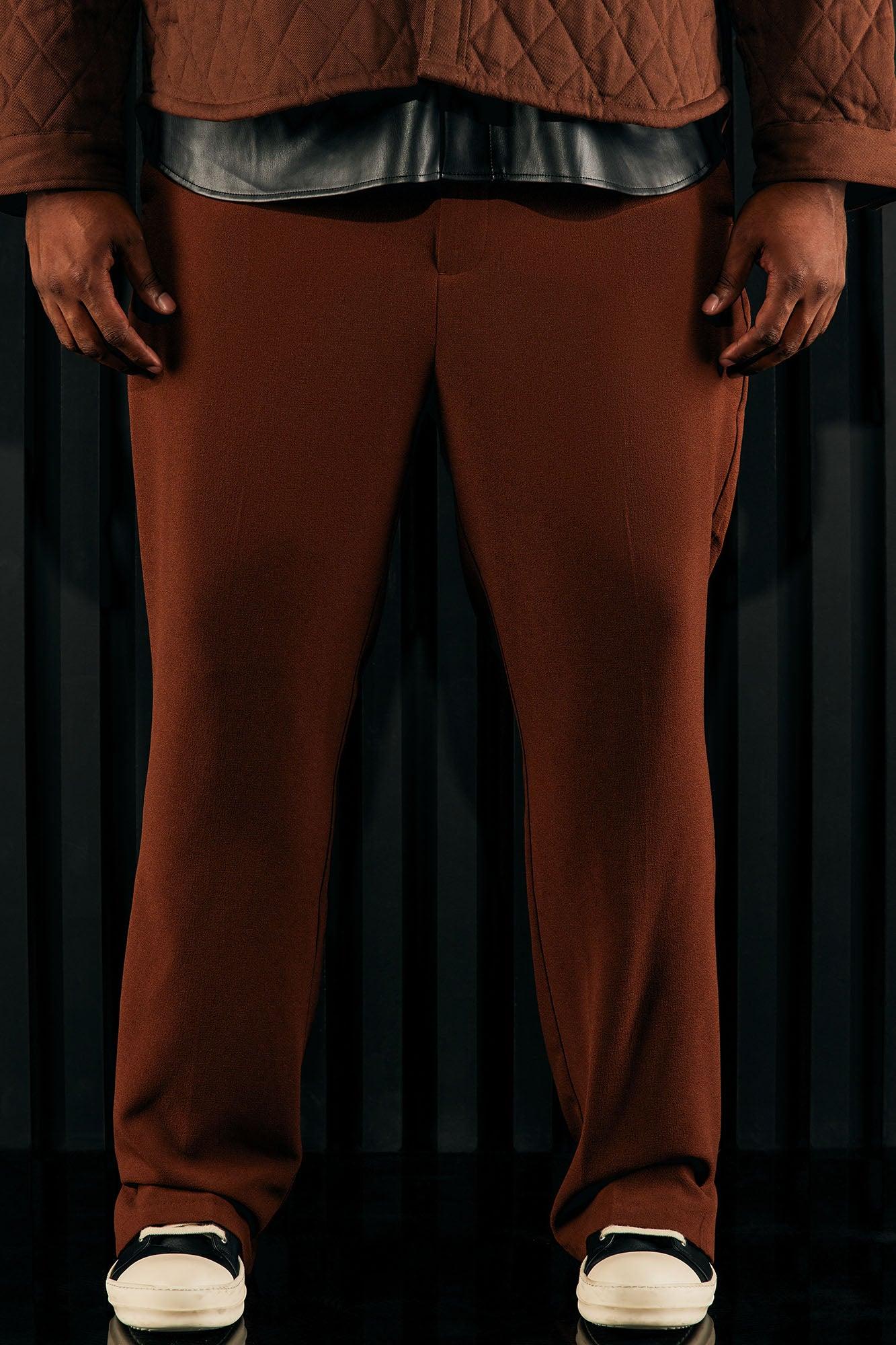 Golden Hour Slit Slim Flare Trousers - Brown Product Image